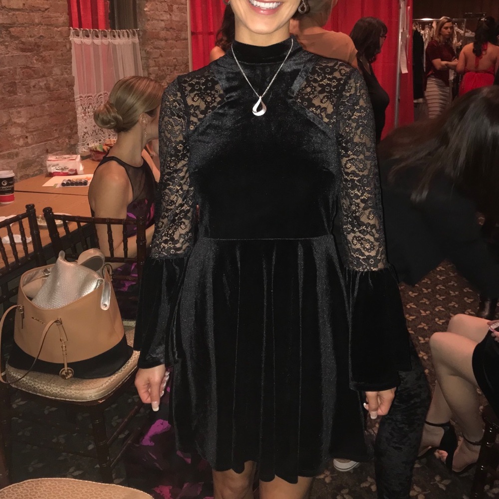 Bell sleeve little black dress